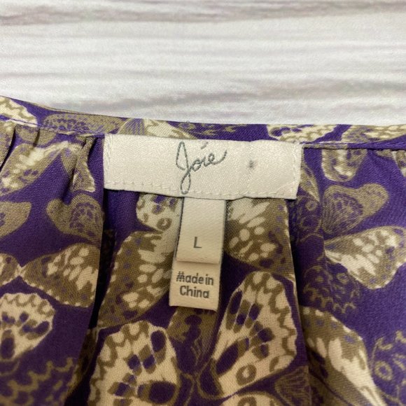 Joie Zambezi Blouse Blue Butterfly Silk Top - Picture 8 of 14